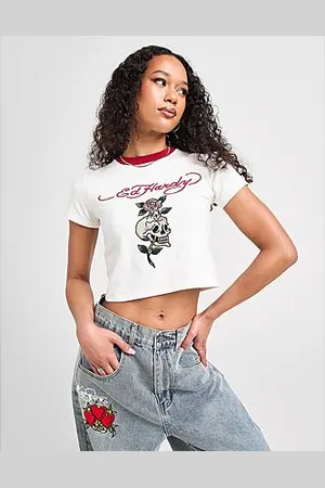 ED HARDY Skull Diamante Ringer T-Shirt