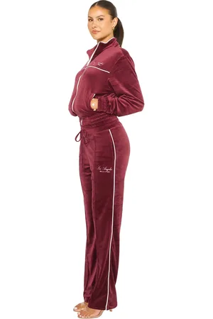 LA sisters Velour Los Angeles Tracksuit Burgundy