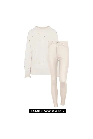 Jurkjes Deal Hartjes Longsleeve Linde + Coating Jeans Beige