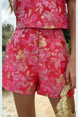 Jurkjes Romantic Jacquard Short Merel Fuchsia