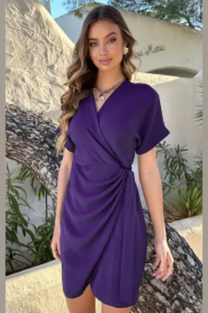 Jurkjes Wrap Jurk Fenna Dark Purple