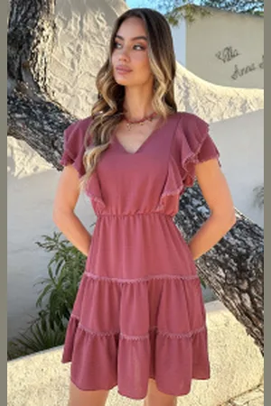 Jurkjes Ruches V-Hals Jurk Lexi Dust
