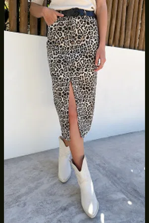 Jurkjes Denim Spijkerrok Yves Leopard