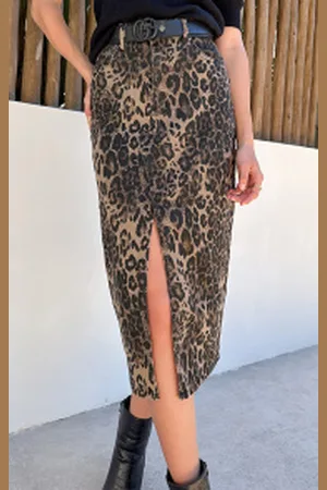 Jurkjes Denim Spijkerrok Yves Leopard