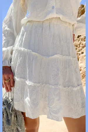 Jurkjes Floral Rok Met Ruffle Ecru