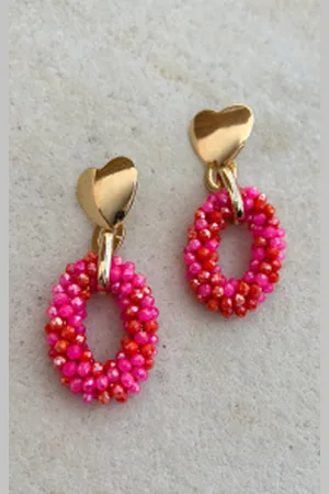 Jurkjes Loving Beads Oorbellen Janina Fuchsia