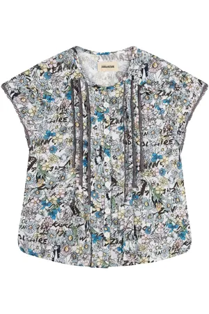 Zadig & Voltaire Top - Happy - Lichtblauw m. Bloemen - - 8 jaar (128) - Tanktop