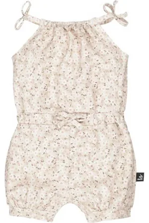 Babystyling Baby playsuit met bladprint Meisjes Stretchkatoen Ronde hals