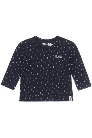 Dirkje Baby longsleeve met katoen donkerblauw/wit All over print