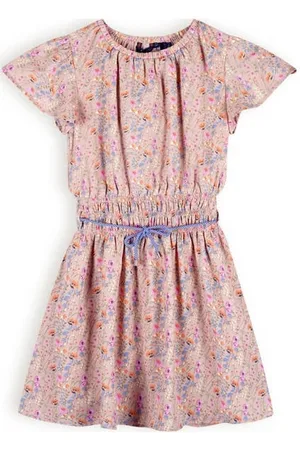 NoNo Gebloemde jurk Mamai Beige Meisjes Polyester Ronde hals