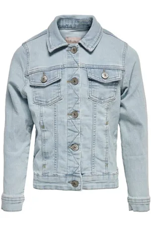 ONLY KIDS GIRL spijkerjas KONSARA Groen Meisjes Stretchdenim Klassieke kraag