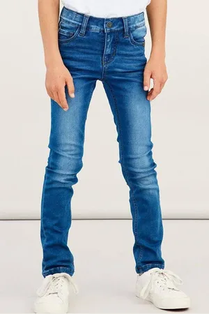 NAME IT KIDS slim fit jeans NKMTHEO stonewashed Blauw Jongens Viscose Effen