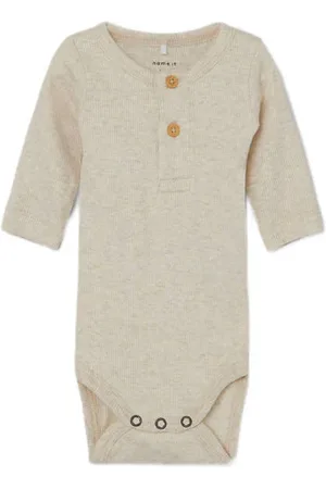 NAME IT BABY romper NBMKAB ecru melange Beige Jongens Katoen Ronde hals