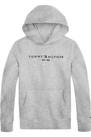 Tommy Hilfiger Unisex hoodie met logo grijs melange Sweater Logo