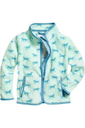 Playshoes Fleece vest met all over paarden print Blauw Meisjes Polyester Opstaande kraag