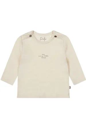 Dirkje Baby longsleeve met tekst Ecru Jongens/Meisjes Stretchkatoen Ronde hals