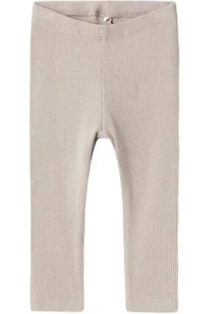 NAME IT BABY broek NBNKAB licht taupe Legging Grijs Jongens/Meisjes Katoen