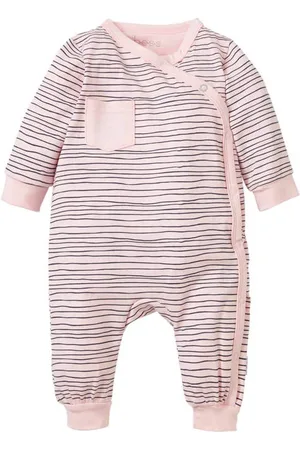 Bess Baby gestreept boxpak roze Meisjes Stretchkatoen Ronde hals Streep