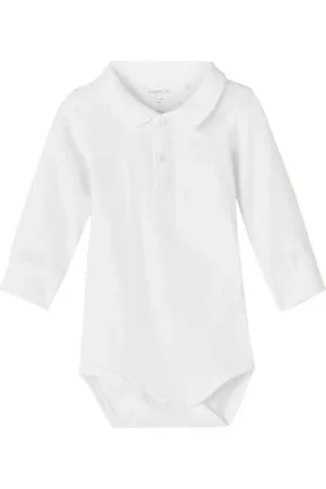 NAME IT BABY romper NBMHOLGER wit Jongens Katoen Polokraag Effen