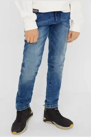 QS by s.Oliver Slim fit jeans stonewashed Jongens Stretchdenim Effen