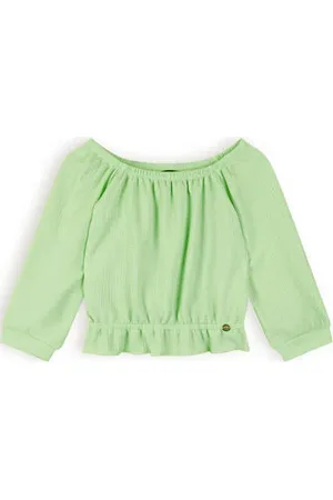 NoNo Top Knew Meisjes Polyester Boothals Effen