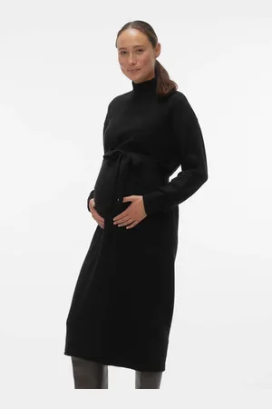 VERO MODA Gebreide zwangerschapsjurk VMMKADEN met ceintuur Dames Dons Opstaande kraag