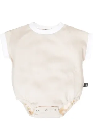 Babystyling Romper Beige Jongens Stretchkatoen Ronde hals