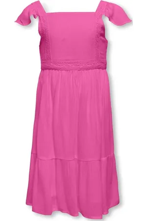 ONLY KIDS GIRL jurk KOGEVA Roze Meisjes Katoen Vierkante hals Effen