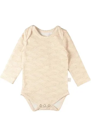 Yumi Baby Romper Waves Hazelnut Bruin Jongens/Meisjes Stretchkatoen Ronde hals