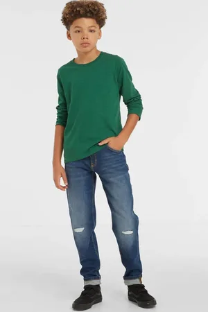 Anytime Tapered slim fit jeans Jongens Denim Effen