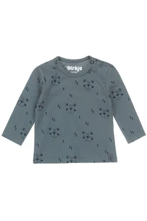 Dirkje Baby longsleeve met katoen grijsgroen/donkerblauw All over print