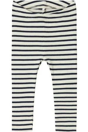 NAME IT BABY gestreepte broek NBNBANI donkerblauw/ecru Jongens Katoen Effen