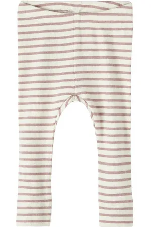 NAME IT BABY gestreepte broek NBNBANI mauve/ecru Grijs Jongens Katoen Effen