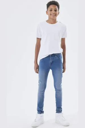 NAME IT KIDS slim fit jeans NKMSILAS Blauw Jongens Jog denim