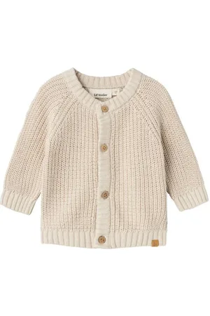 Lil Atelier BABY baby gebreid vest NMNEMLEN Beige Jongens Katoen Ronde hals