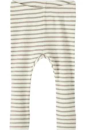 NAME IT BABY gestreepte broek NBNBANI beige/ecru Grijs Jongens Katoen Effen