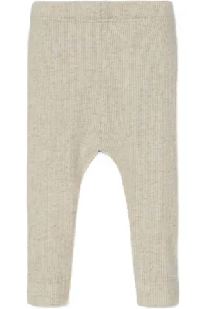 NAME IT BABY baby gemêleerde skinny broek NBNKAB ecru melange Legging Beige Jongens/Meisjes Katoen