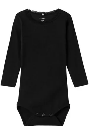 NAME IT BABY romper NBFKAB zwart Meisjes Katoen Ronde hals Effen