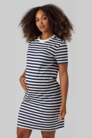 VERO MODA Gestreepte zwangerschapsjurk VMMMOLLY Dames Katoen Ronde hals
