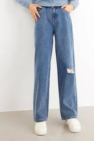 LMTD Wide leg jeans NLFNOIZZA Blauw Meisjes Denim Effen