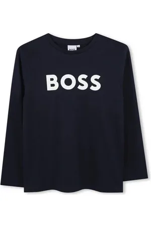 HUGO BOSS Longsleeve met logo Jongens Katoen Ronde hals Logo