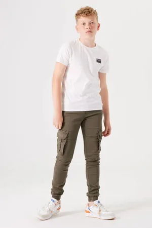 Garcia Regular fit cargobroek Jongens Jog denim Effen