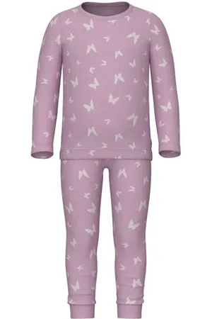 NAME IT MINI pyjama NMFNIGHTSETBUTTERFLY Paars Meisjes Stretchkatoen Ronde hals
