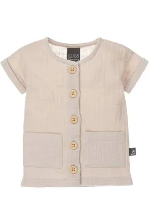 Babystyling Baby overhemd Beige Jongens Katoenlinnen Ronde hals Effen