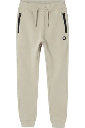 NAME IT KIDS joggingbroek NKMVIMO lichtbruin Grijs Jongens Sweat Effen