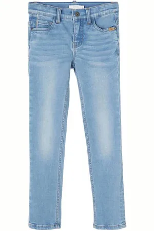 NAME IT KIDS slim fit jeans NKMTHEO light denim Groen Jongens Viscose Effen