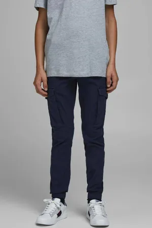 JACK & JONES JUNIOR cargobroek JJIPAUL donkerblauw Jongens Stretchkatoen