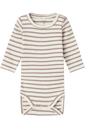 NAME IT BABY gestreepte romper NBNBANI Roze Jongens Katoen Ronde hals