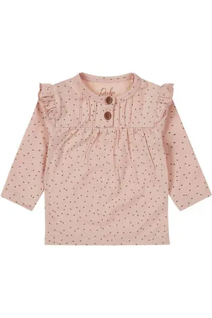Dirkje Baby longsleeve met all over print en ruches Meisjes Stretchkatoen Ronde hals