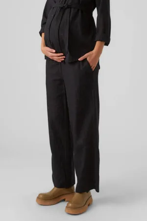 Mama;licious Zwangerschaps wide leg broek MLPETRA Dames Viscose Effen